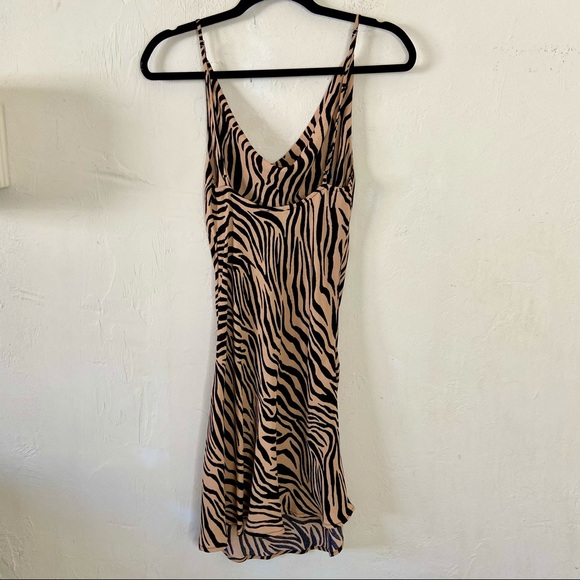 Blue Life Revolve Tiger Animal Print Tan Black Hadid Mini Slip Dress | XS - Picture 11 of 12